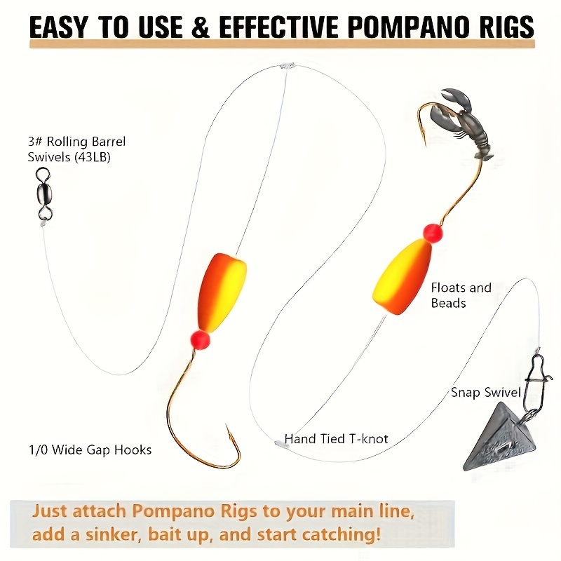 Pompano 서핑 낚시 리그, 스넬 플로트 포함, 바 - Snell Fishing Rig 리뷰 및 가격